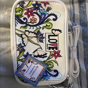 Brighton White Crossbody Bag with Multicolor Floral Design